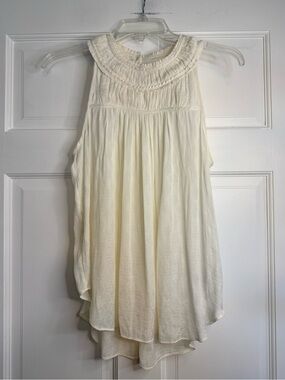 Anthropologie Maeve Clovis Ivory Pleated Tank Top